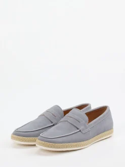Daniel Kenneth – Slipper aus Veloursleder taubenblau