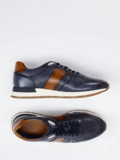 Daniel Kenneth – Sneaker aus Leder Dunkelblau Cognac