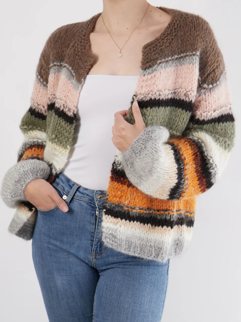 DawnxDare – Kurzjacke aus Textil mit Blockstreifen