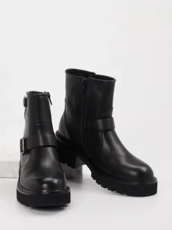 Di Lauro – Biker-Stiefelette aus Leder schwarz