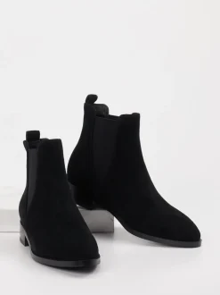 Di Lauro – Chelsea Boots aus Veloursleder schwarz