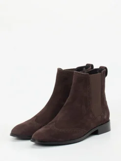 Di Lauro – Chelsea Boots aus Veloursleder Dunkelbraun