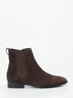 Di Lauro – Chelsea Boots aus Veloursleder Dunkelbraun