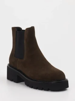 Di Lauro – Chelsea Boots aus Veloursleder Dunkelbraun