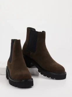 Di Lauro – Chelsea Boots aus Veloursleder Dunkelbraun