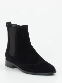 Di Lauro – Chelsea Boots aus Veloursleder Schwarz