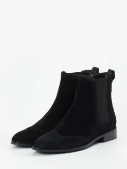 Di Lauro – Chelsea Boots aus Veloursleder Schwarz