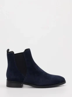 Di Lauro – Chelsea Boots aus Veloursleder Dunkelblau