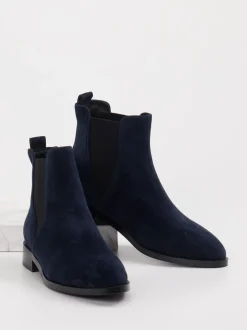 Di Lauro – Chelsea Boots aus Veloursleder Dunkelblau