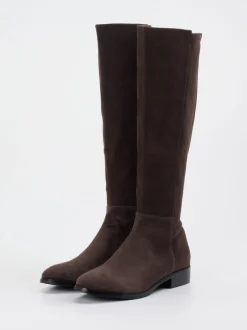 Di Lauro – Kniehohe Stiefel aus Veloursleder Dunkelbraun