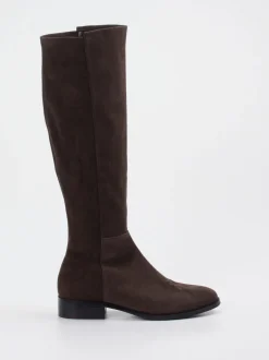 Di Lauro – Kniehohe Stiefel aus Veloursleder Dunkelbraun