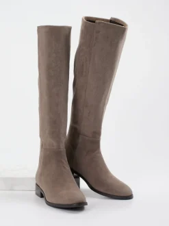 Di Lauro – Kniehohe Stiefel aus Veloursleder Taupe