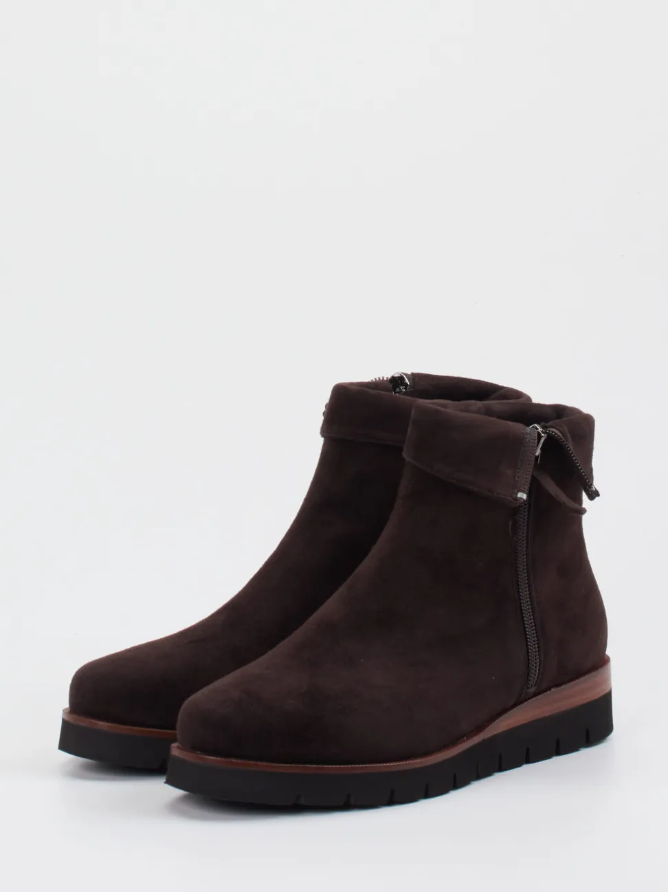 Di Lauro – Stiefeletten aus Veloursleder Dunkelbraun