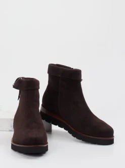 Di Lauro – Stiefeletten aus Veloursleder Dunkelbraun