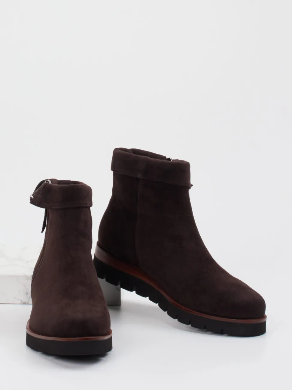 Di Lauro – Stiefeletten aus Veloursleder Dunkelbraun