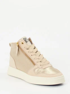 DL Sport – High-Top-Sneaker aus Metallicleder beige