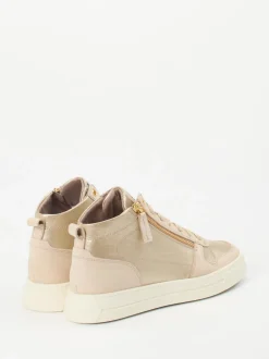 DL Sport – High-Top-Sneaker aus Metallicleder beige