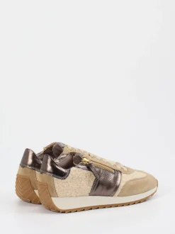 DL Sport – Sneaker aus Velour/Textil beige