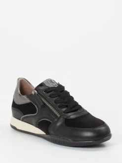 DL Sport – Sneaker aus Velourleder und Glattleder schwarz