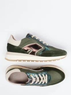 DL Sport – Sneaker aus Veloursleder Olivgrün