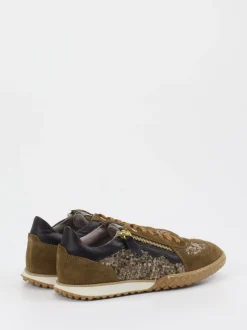 DL Sport – Sneaker aus Veloursleder und Bouclé-Textil