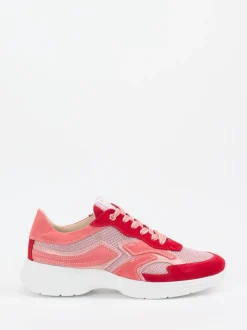 DL Sport – Sneaker aus Veloursleder und Mesh Koralle
