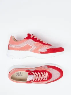 DL Sport – Sneaker aus Veloursleder und Mesh Koralle