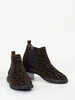 Donna Carolina – Chelsea Boots aus Veloursleder Leoprint