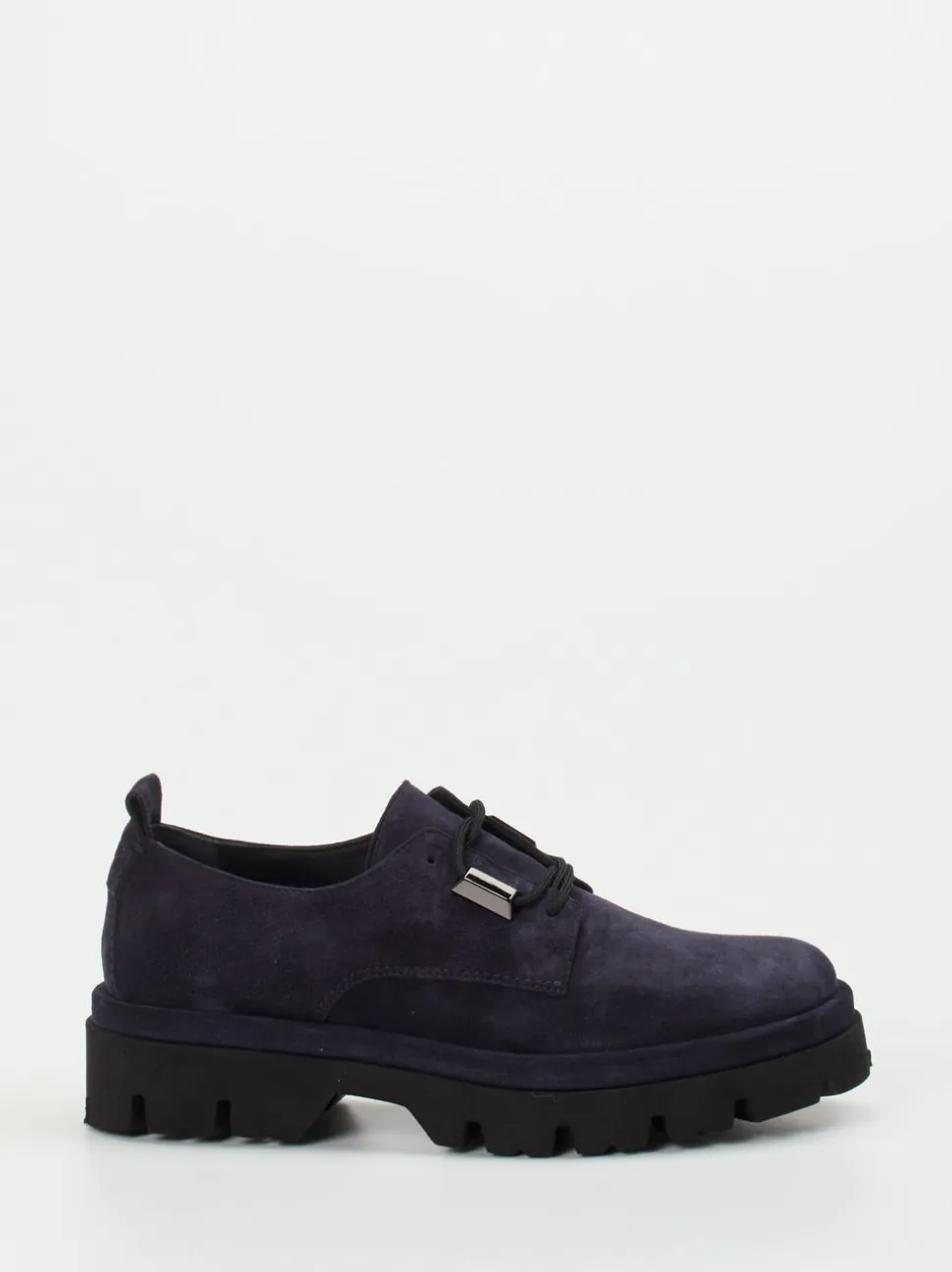 Donna Carolina – Chunky Derby aus Veloursleder Dunkelblau