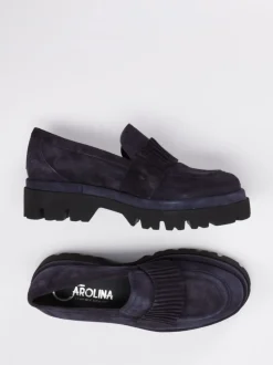 Donna Carolina – Chunky Loafer aus Veloursleder Dunkelblau