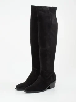 Donna Carolina – Kniehohe Stiefel aus Veloursleder Schwarz