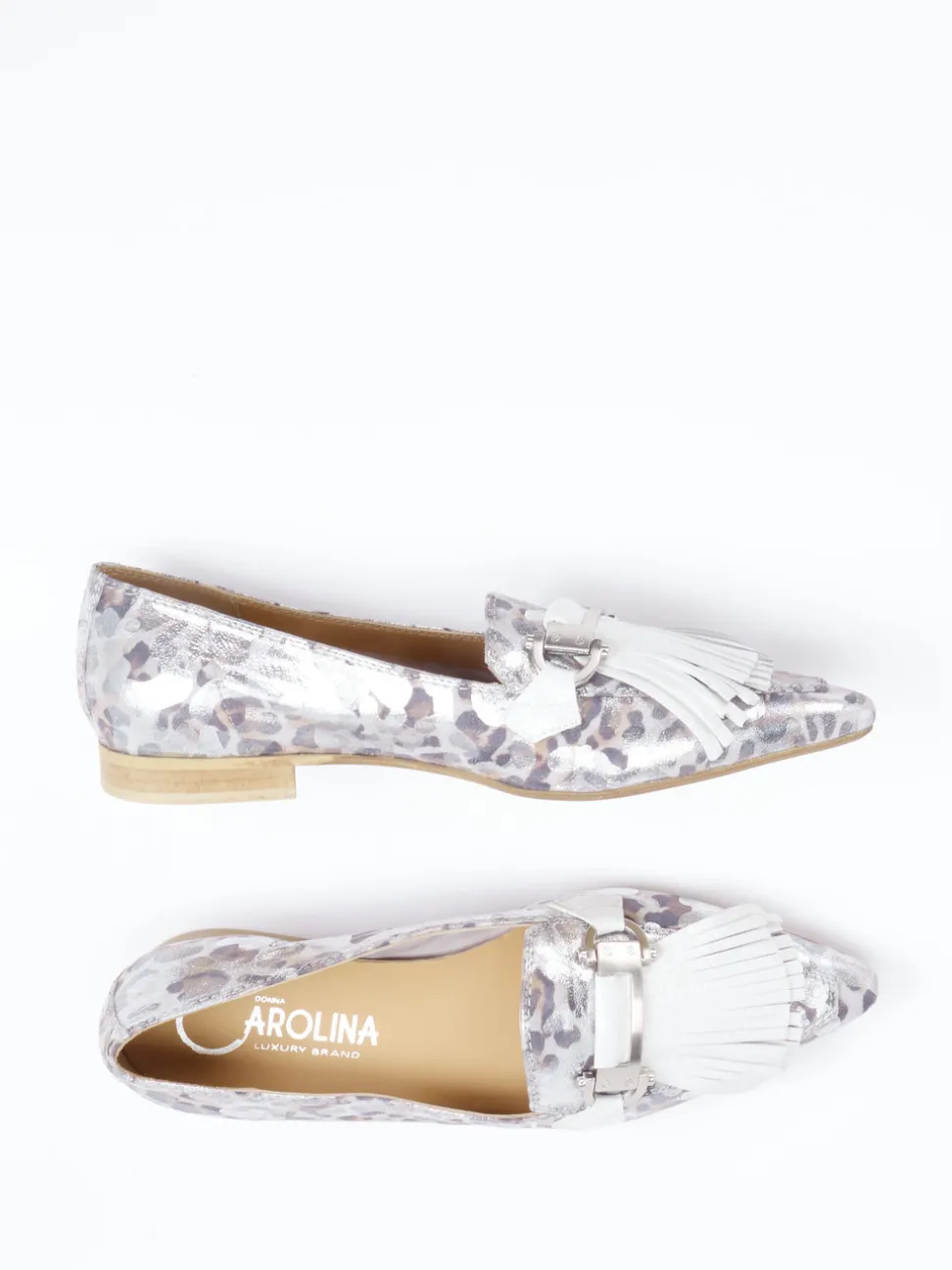 Donna Carolina – Loafer aus Metallicleder silber