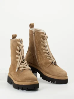 Donna Carolina – Schnürboots aus Veloursleder in Beige