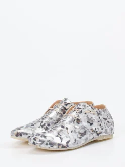 Donna Carolina – Schnürschuh aus Metallicleder silber