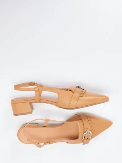 Donna Carolina – Slingback-Pumps aus Kalbleder cognacfarben