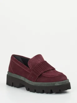 Donna Carolina – Slipper aus Veloursleder Bordeauxrot