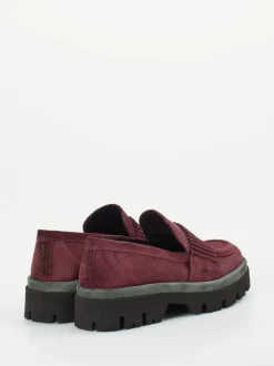 Donna Carolina – Slipper aus Veloursleder Bordeauxrot