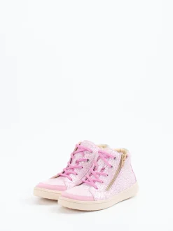 Däumling – High-Top Sneaker aus geprägtem Leder Rosa