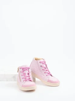 Däumling – High-Top Sneaker aus geprägtem Leder Rosa