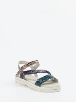 Däumling – Klettsandalen aus geprägtem Leder Metallic