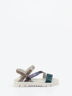 Däumling – Klettsandalen aus geprägtem Leder Metallic