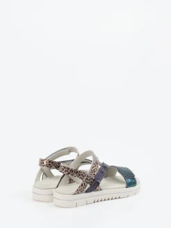 Däumling – Klettsandalen aus geprägtem Leder Metallic