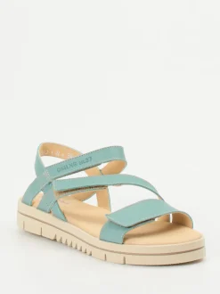 Däumling – Klettsandalen aus Kalbleder in Aquagrün