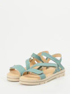 Däumling – Klettsandalen aus Kalbleder in Aquagrün