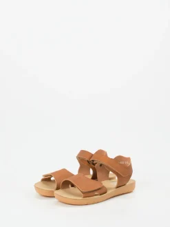 Däumling – Klettsandalen aus geprägtem Leder cognac