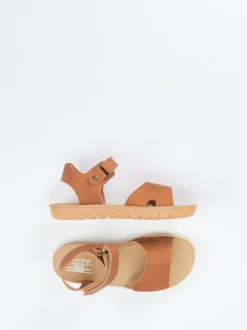 Däumling – Klettsandalen aus geprägtem Leder cognac