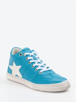 Däumling – Mid-Top Sneaker aus Kalbleder türkisblau