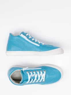 Däumling – Mid-Top Sneaker aus Kalbleder türkisblau