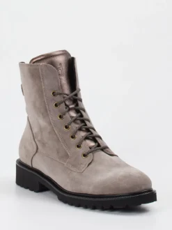 Durea – Schnürstiefeletten aus Veloursleder in Taupe
