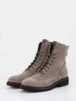 Durea – Schnürstiefeletten aus Veloursleder in Taupe